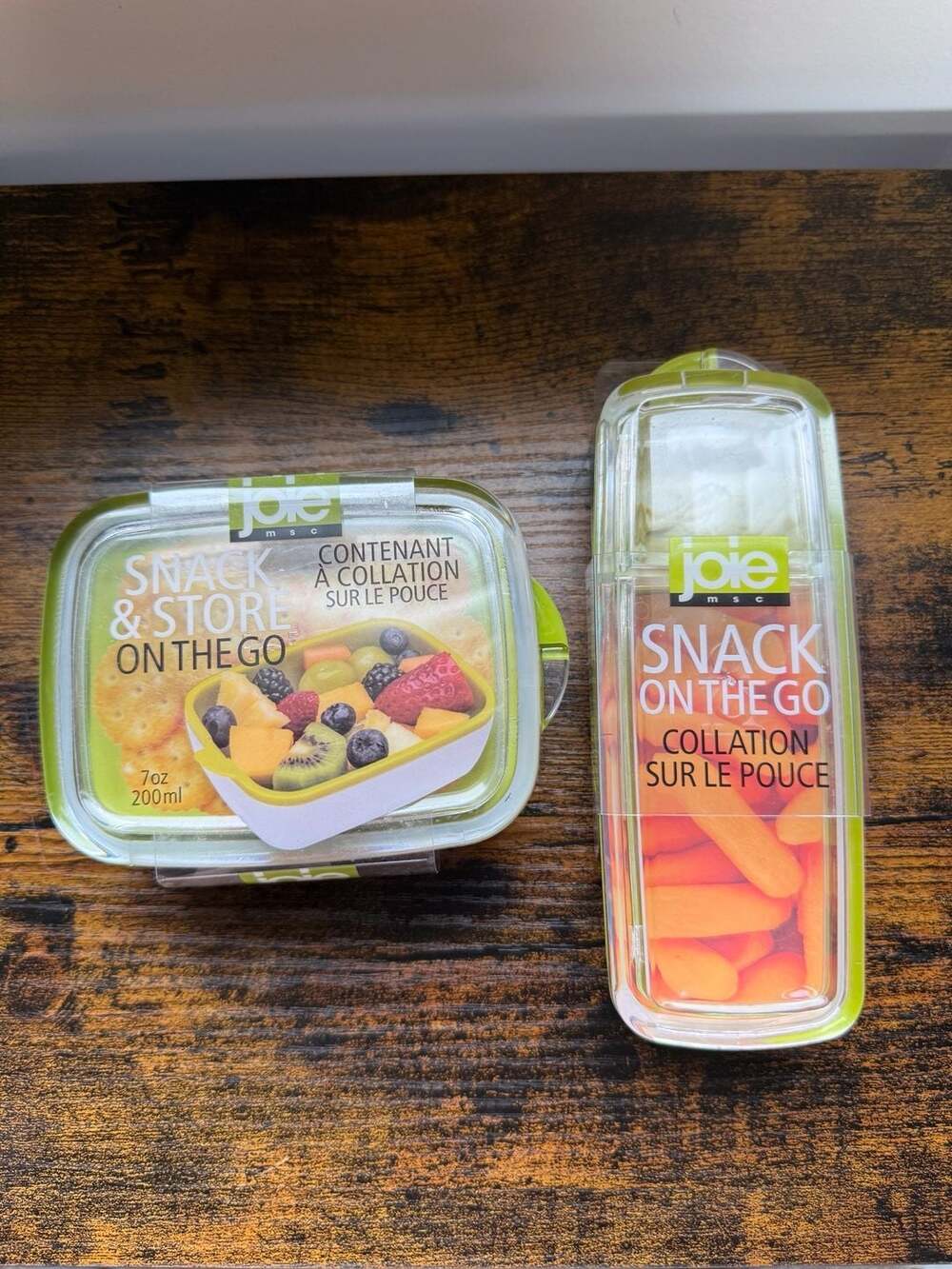 Joie MSC Snack & Store On The Go Plastic Container Set (7oz Rectangle & Vertical